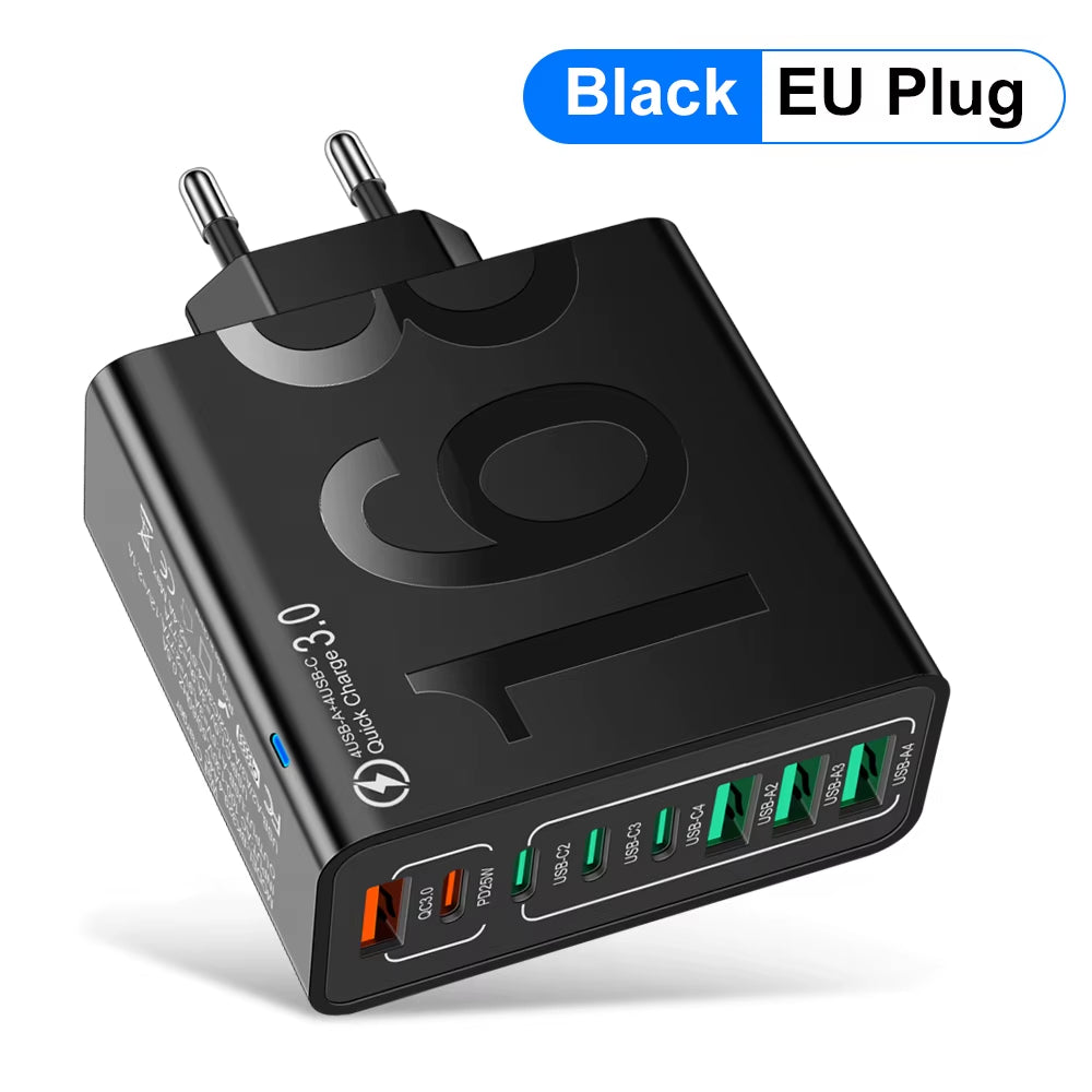 Power Up Your Devices Anywhere with Our 150W Multi Ports USB Fast Charger! Perfect for Xiaomi, iPhone, Samsung, and Huawei! 🌍⚡ #TravelCharger #FastCharging