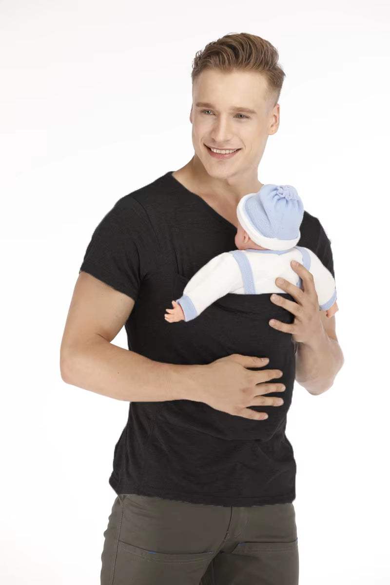 Stylish Mother Kangaroo Pocket T-Shirt for Summer: Perfect for Baby Wearing and Casual Comfort! - Hardonia