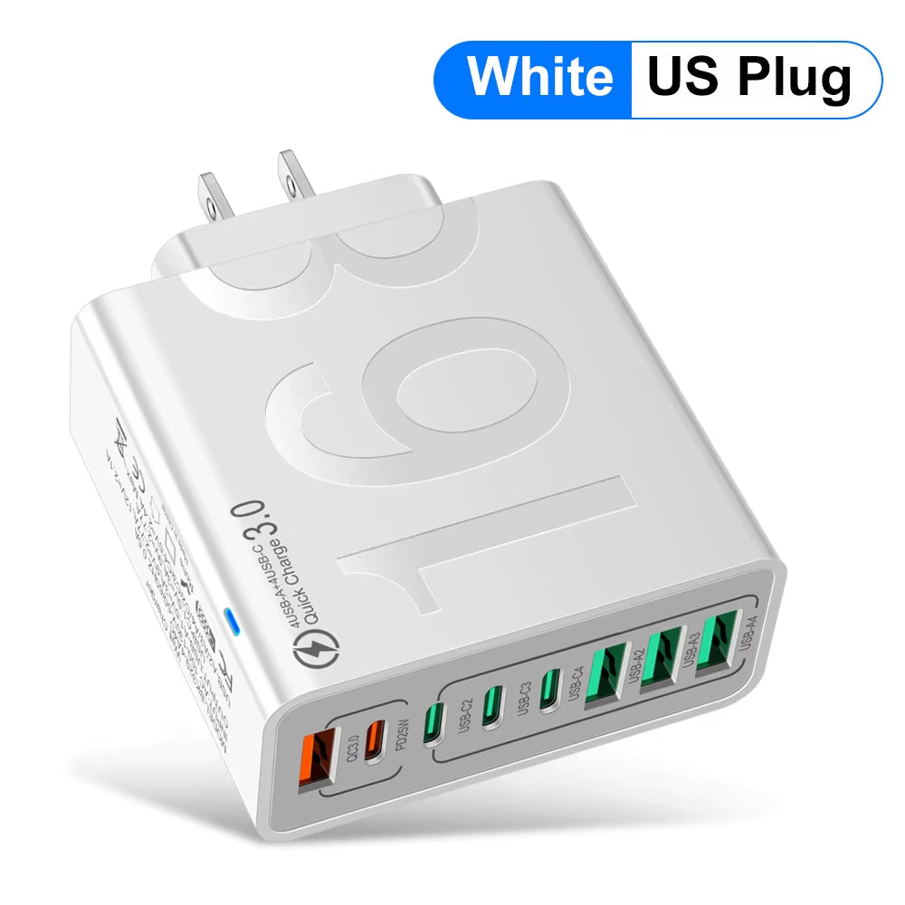 Power Up Your Devices Anywhere with Our 150W Multi Ports USB Fast Charger! Perfect for Xiaomi, iPhone, Samsung, and Huawei! 🌍⚡ #TravelCharger #FastCharging