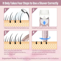 Women's Electric Shaver - 2-in-1 Rechargeable Bikini Trimmer & Facial Hair Remover, Waterproof Body Shaver for Legs, Arms, Underarms - USB Cordless 90 Min Battery Life Image 7