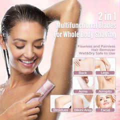 Women's Electric Shaver - 2-in-1 Rechargeable Bikini Trimmer & Facial Hair Remover, Waterproof Body Shaver for Legs, Arms, Underarms - USB Cordless 90 Min Battery Life Image 8