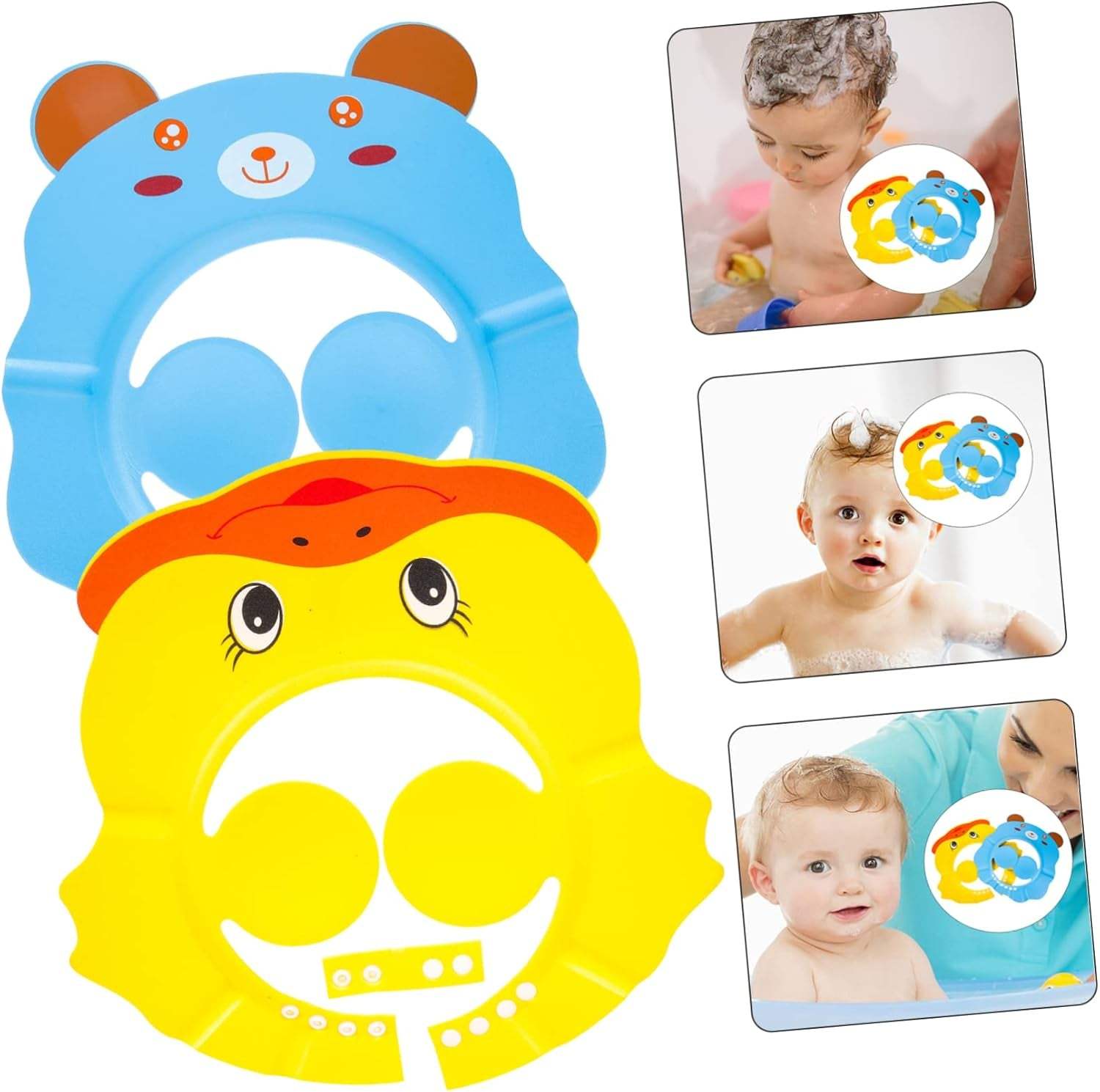 Baby Shower Cap – Adjustable Cartoon Bath Hat with Ear Protection, Shampoo Shield for Kids - Hardonia