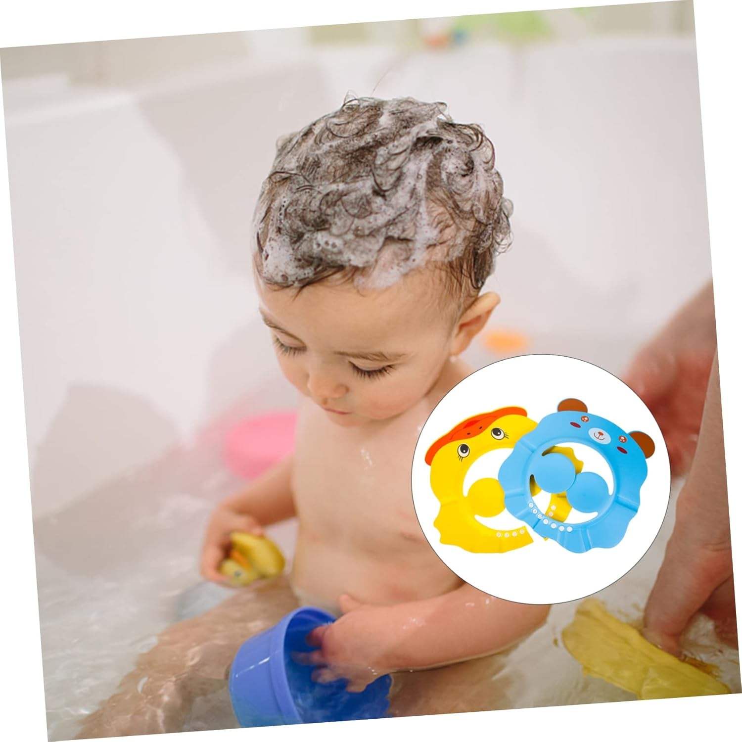 Baby Shower Cap – Adjustable Cartoon Bath Hat with Ear Protection, Shampoo Shield for Kids - Hardonia
