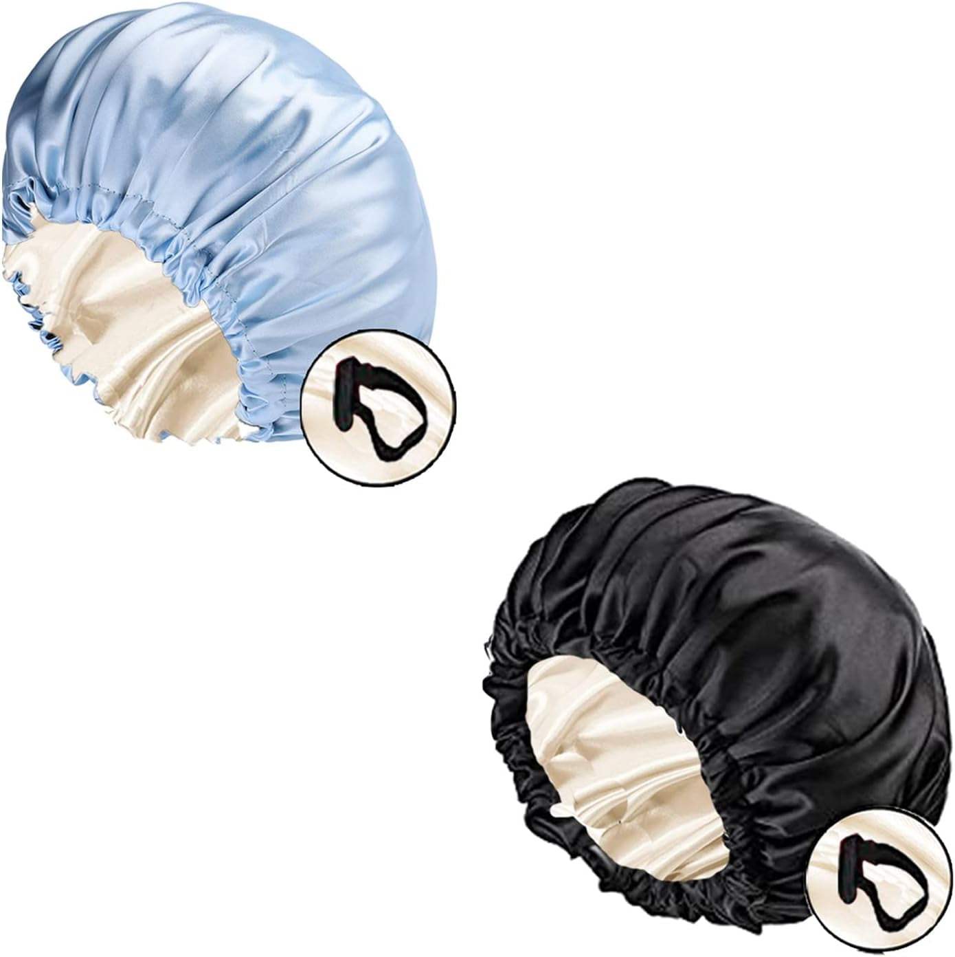 2 Pack Satin Bonnet for Women – Extra Large Double Layer Adjustable Sleep Cap, Waterproof Hair Protection for Curly & Long Hair - Hardonia