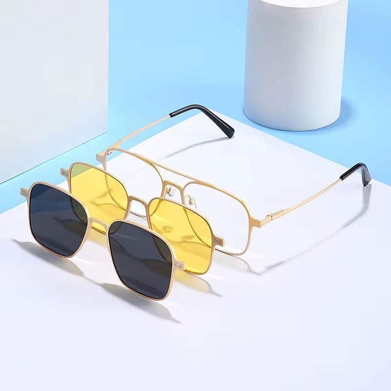 Hardonia 3-in-1 polarized magnet clip-on sunglasses with various lens colors for versatile style