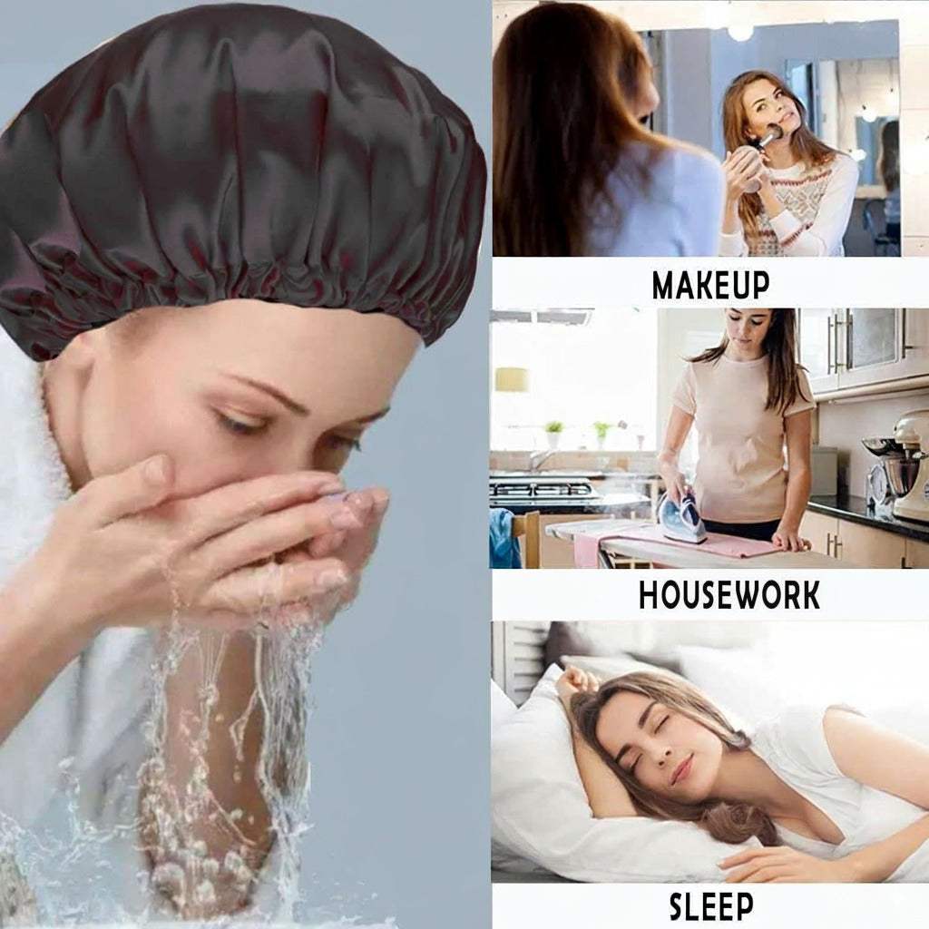 2 Pack Satin Bonnet for Women – Extra Large Double Layer Adjustable Sleep Cap, Waterproof Hair Protection for Curly & Long Hair - Hardonia
