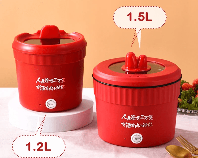 Electric Cooking Pot – 1.2L/1.5L Multi-Function Portable Cooker, Non-Stick Mini Pot for Noodles, Rice & Soups - Hardonia