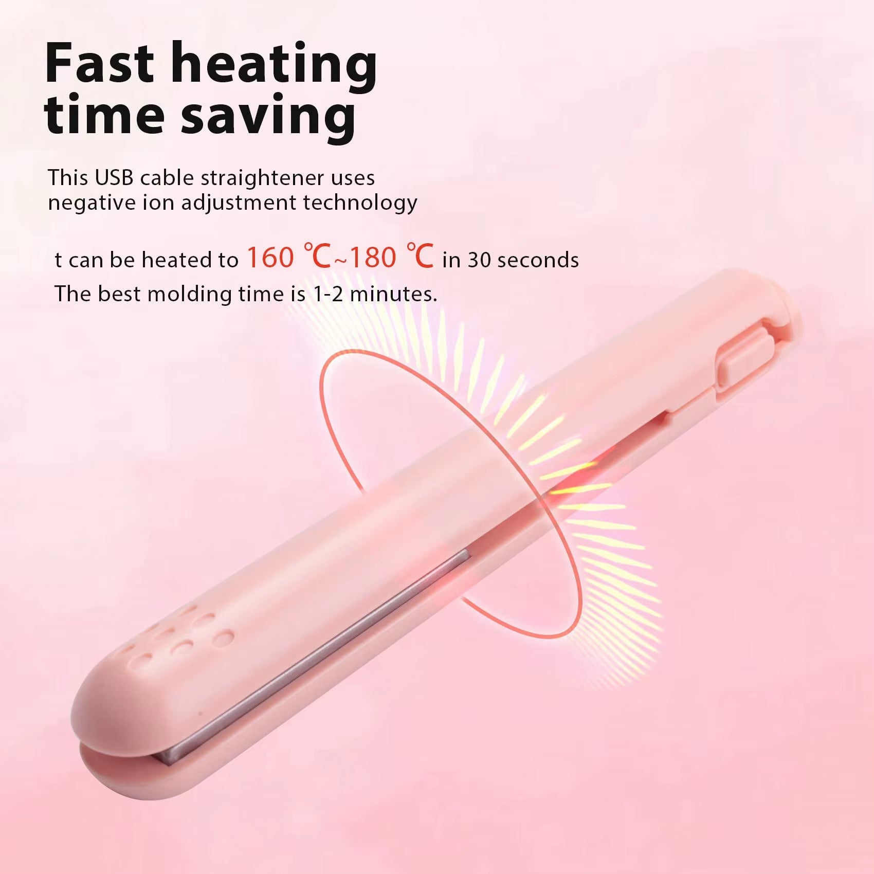 Portable Cordless USB Hair Straightener Brush – Perfect for Travel and Dorm Life! Straighten or Curl Short Hair with Ease!