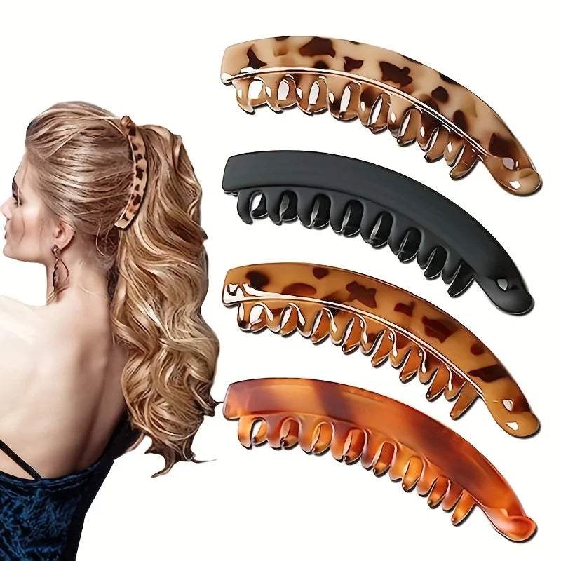 Banana Hair Clip for Women – Classic Plastic Ponytail Holder, Strong Grip Hair Accessory for Girls & Ladies - Hardonia