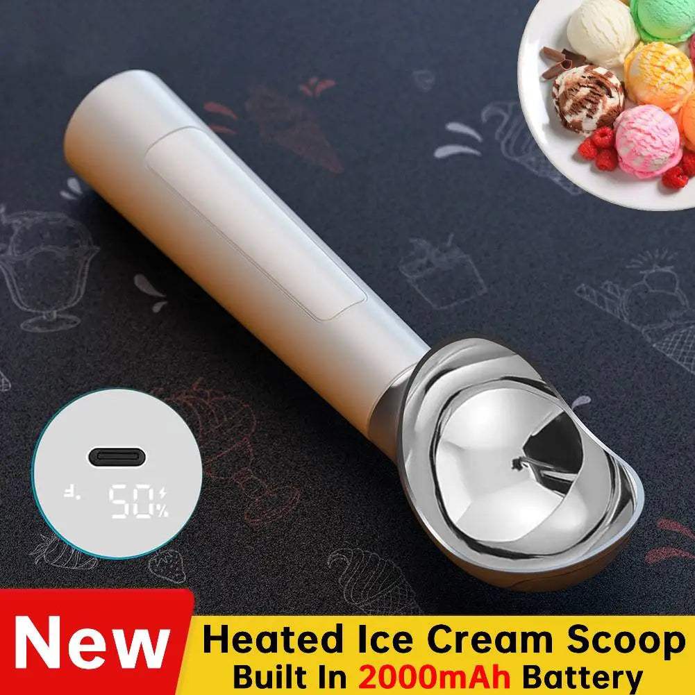 Rechargeable Heated Ice Cream Scoop – Electric Scooper with LED Display, Easy Scooping for Hard Ice Cream, Seniors & Kids - Hardonia