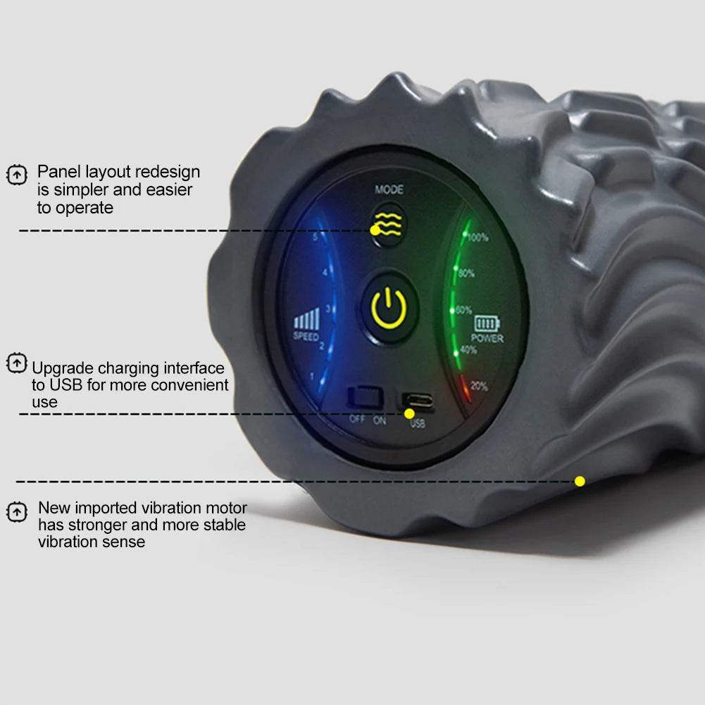 Electric Foam Roller – Deep Tissue Vibration Massage, 4 Speeds, USB Rechargeable - Hardonia