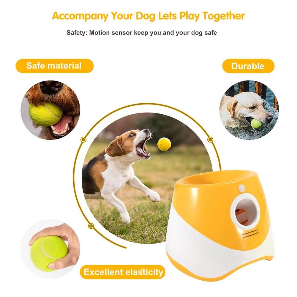 Automatic Ball Launcher for Dogs - Interactive Tennis Thrower with Adjustable Distances - Hardonia