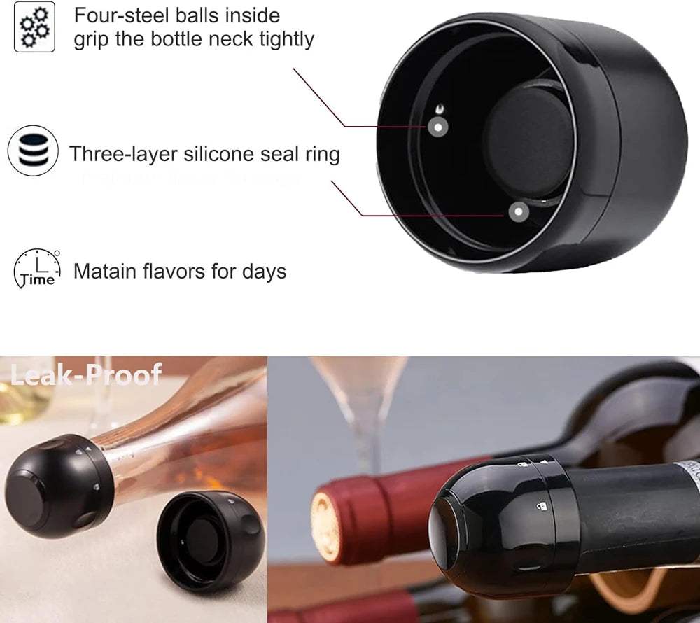 Champagne & Wine Bottle Stopper Set – Reusable Silicone Wine Savers, Leak-Proof Airtight Seal, Keeps Wine & Sparkling Fresh - Hardonia