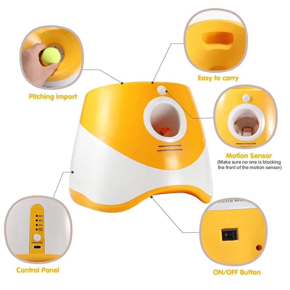 Automatic Ball Launcher for Dogs - Interactive Tennis Thrower with Adjustable Distances - Hardonia