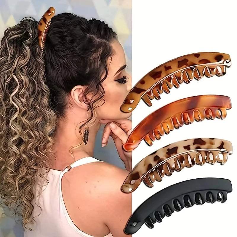 Banana Hair Clip for Women – Classic Plastic Ponytail Holder, Strong Grip Hair Accessory for Girls & Ladies - Hardonia