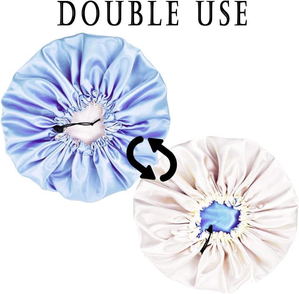 2 Pack Satin Bonnet for Women – Extra Large Double Layer Adjustable Sleep Cap, Waterproof Hair Protection for Curly & Long Hair - Hardonia
