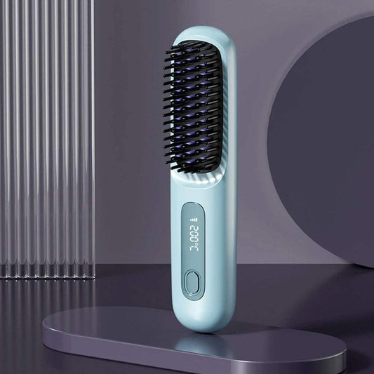 Wireless Hair Straightener Brush – 3D Anti-Scald Ionic Comb, Rapid Heating, USB Rechargeable Portable Styling Tool - Hardonia