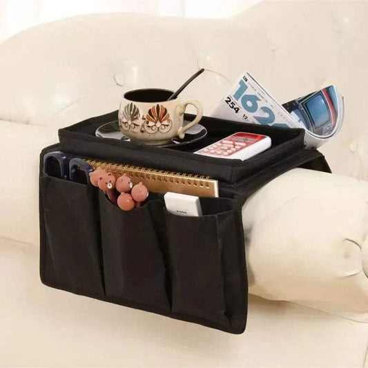 Oxford Sofa Armrest & Bedside Storage Bag – Multi-Pocket Organizer for Magazines, Remote Control & Daily Essentials - Hardonia