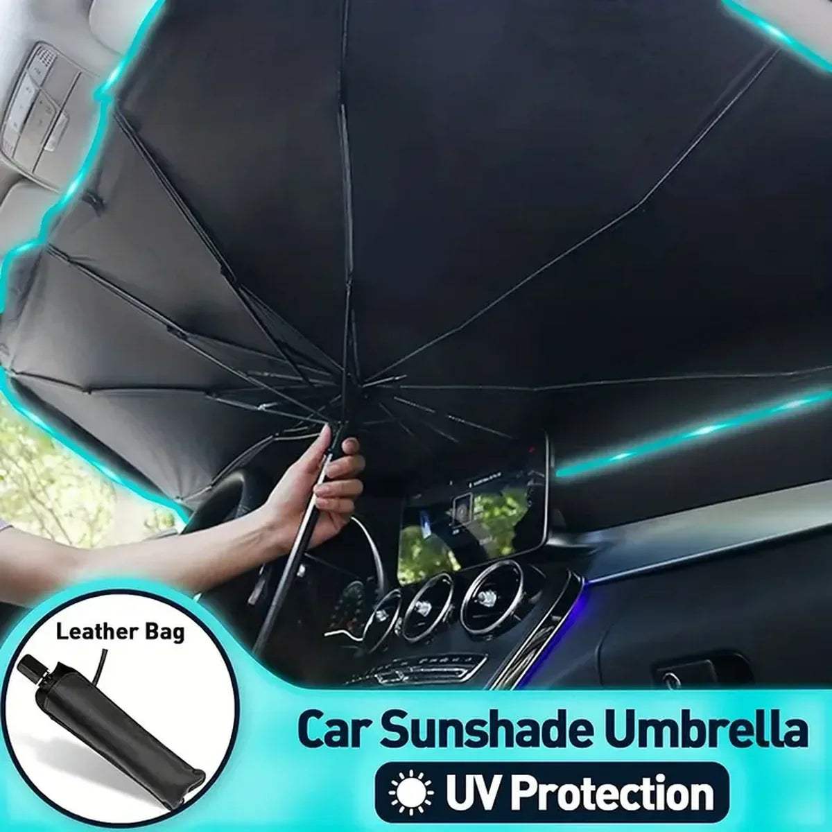 Car Sun Shade Protector – Foldable Windshield Parasol, UV & Heat Blocker, Auto Front Window Sunshade for All Seasons - Hardonia