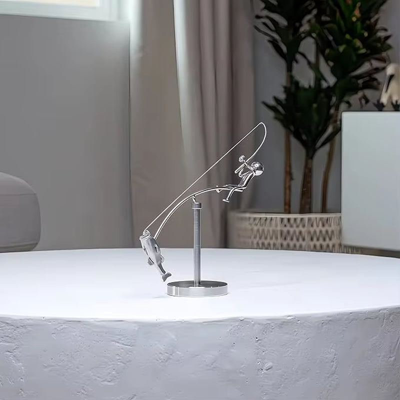 Catch the Perfect Vibe with Our Fisherman Balancing Sculpture 🐟🎣🏡 Ideal Decor for Angler Lovers!