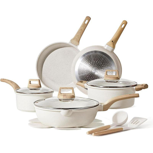 Upgrade your kitchen game with the CAROTE 14-Piece Nonstick Cookware Set! 🥘✨ Includes utensils and pan protectors for the ultimate cooking experience! #KitchenEssentials #CookingSet
