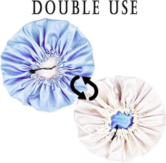 2 Pack Satin Bonnet for Women – Extra Large Double Layer Adjustable Sleep Cap, Waterproof Hair Protection for Curly & Long Hair thumbnail 4