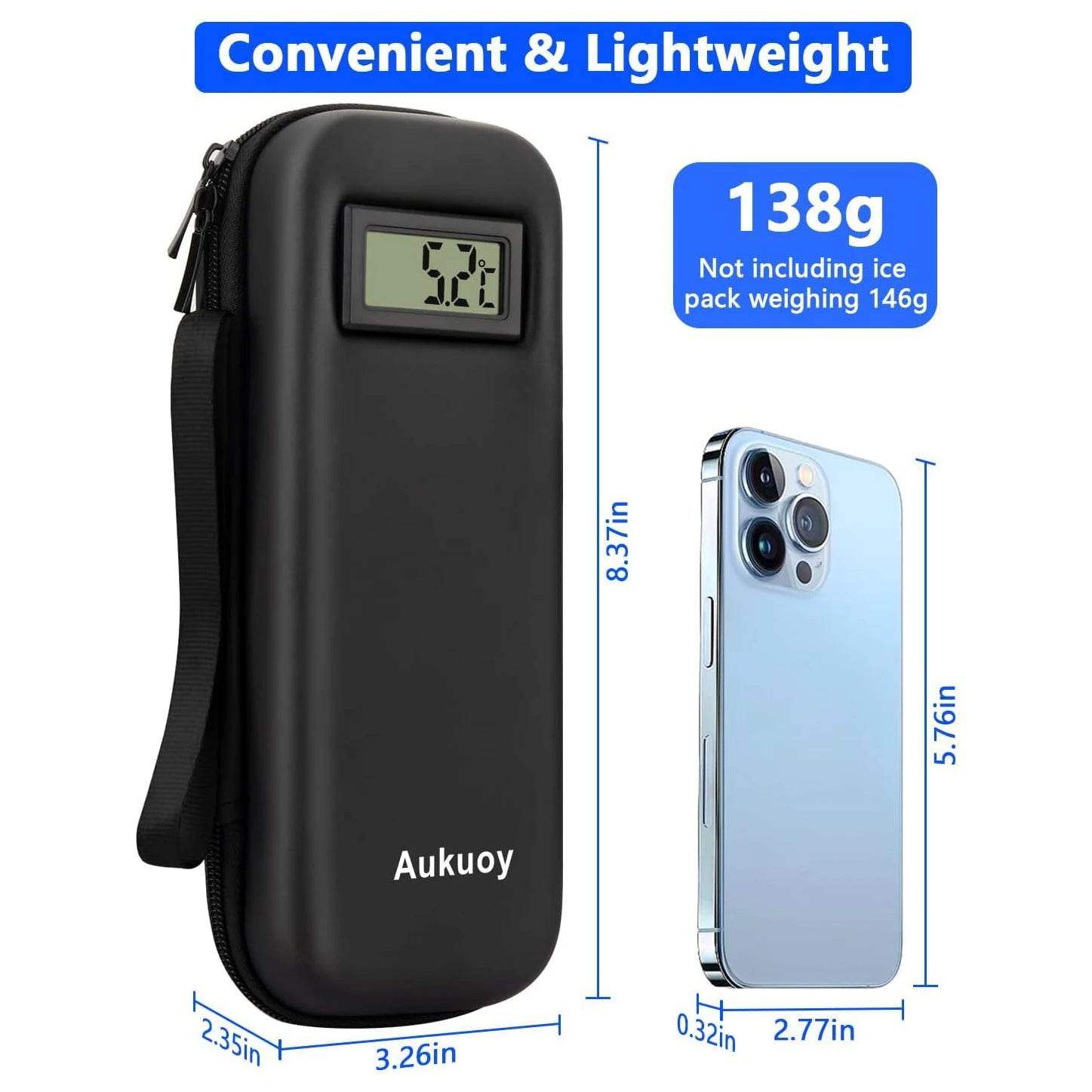 Insulin Travel Cooler with Digital Thermometer - Temperature-Controlled Diabetic Medication Case - Hardonia