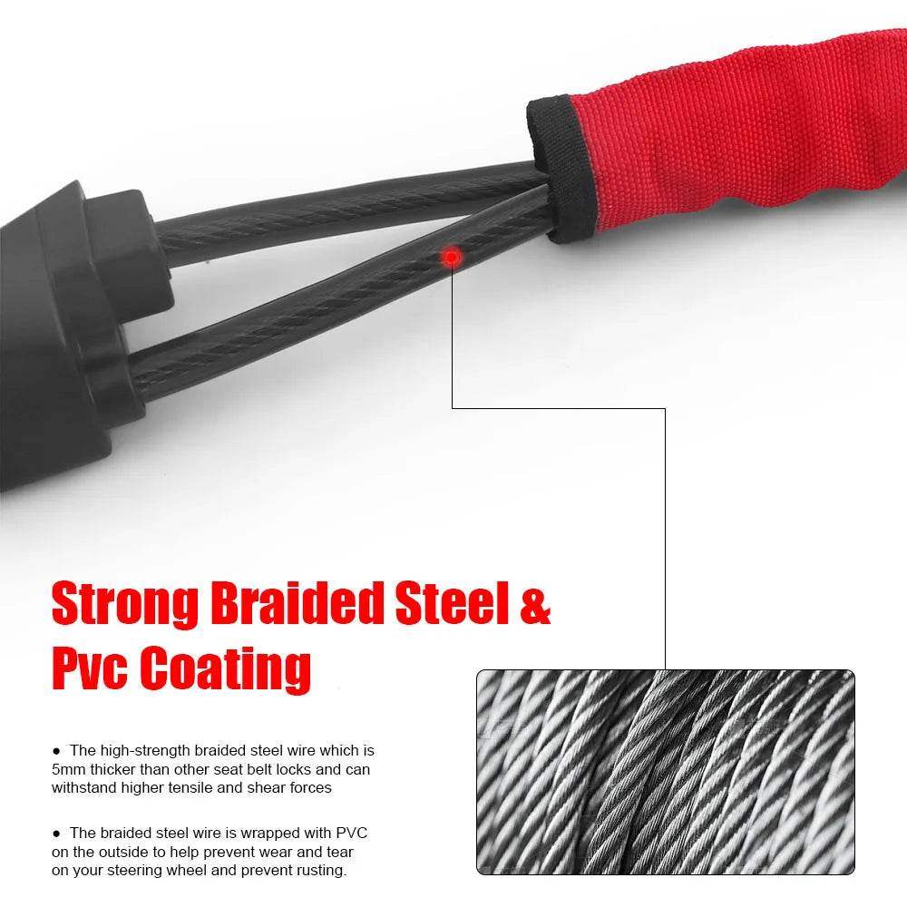 Universal Car Steering Wheel Lock with Seat Belt Anchor - Anti-Theft Protection - Hardonia
