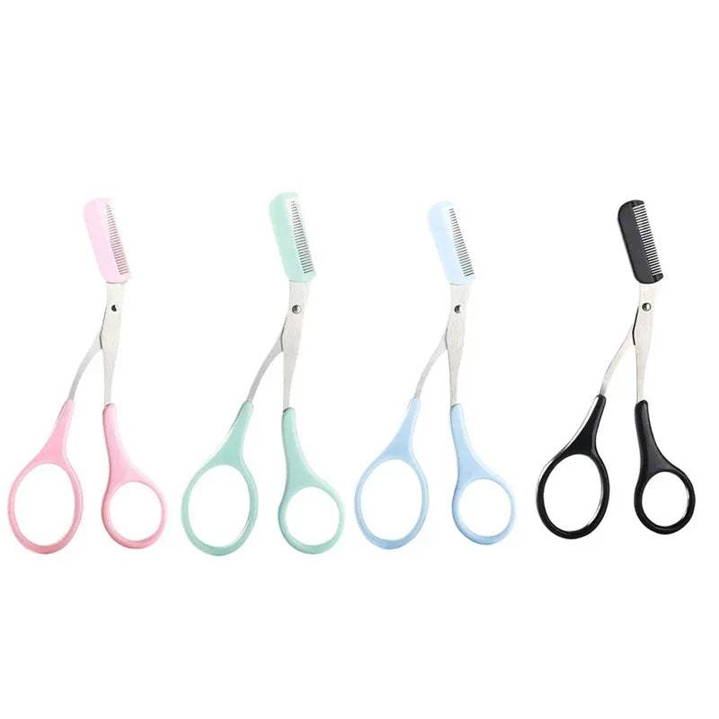 Stainless Steel Eyebrow Trimmer Scissors with Comb – 1/2/3/4 Pcs Eyebrow Shaping & Hair Removal Makeup Tools - Hardonia