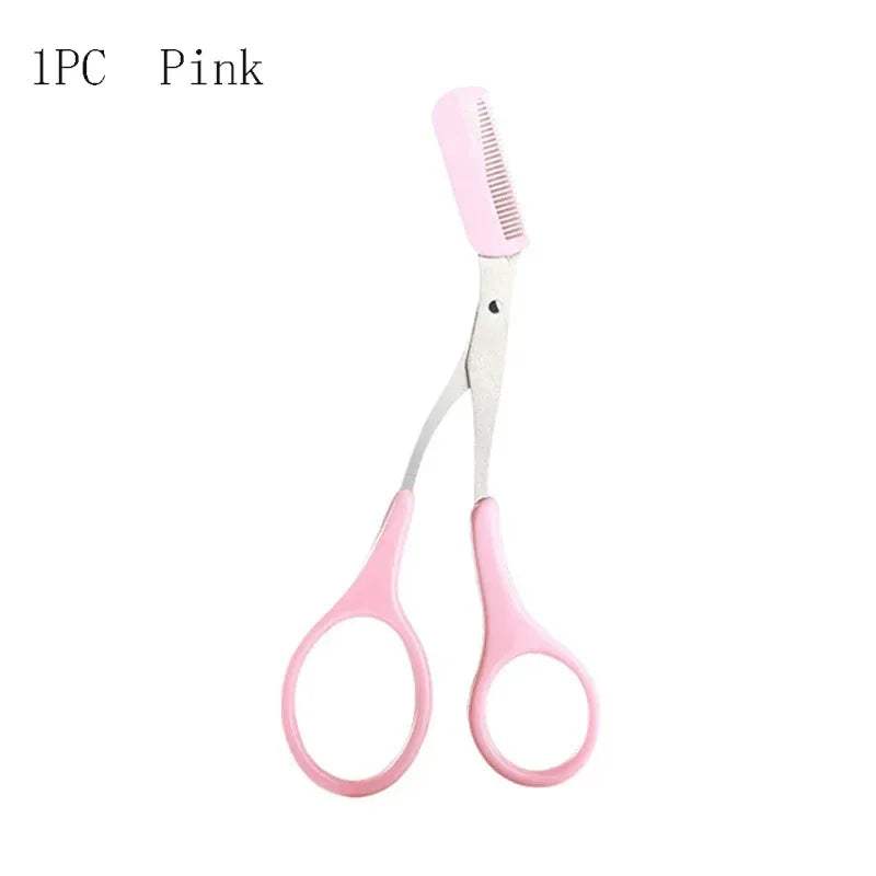 Stainless Steel Eyebrow Trimmer Scissors with Comb – 1/2/3/4 Pcs Eyebrow Shaping & Hair Removal Makeup Tools - Hardonia