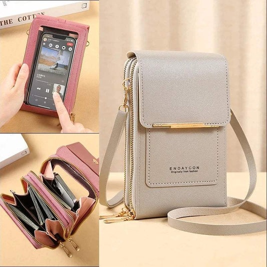 Women’s Touch Screen Crossbody Phone Bag – Crazy Bag Lock Purse with Card Holder - Hardonia
