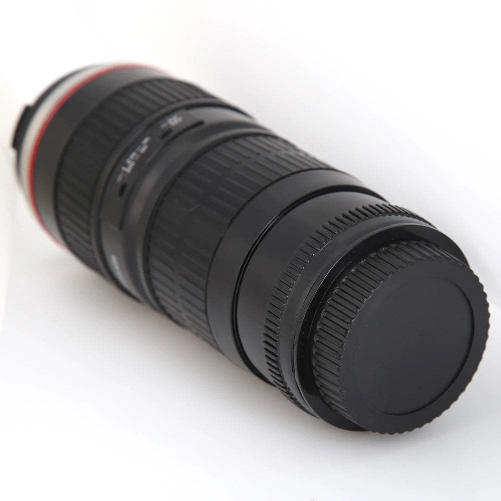 Creative Camera Lens Mug - Stylish Stainless Steel Coffee Cup for Photography Lovers, 400ml Capacity in Black or White - Hardonia