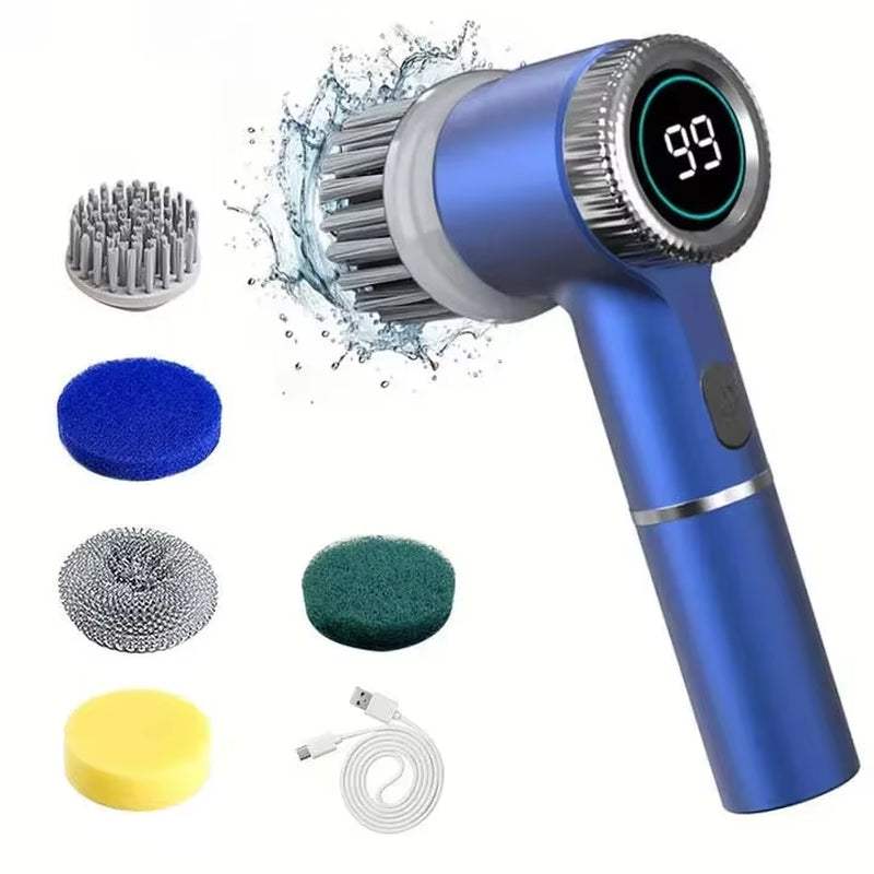 Wireless Electric Cleaning Brush – Powerful IPX7 Waterproof Handheld Scrubber with 4 Brush Heads, USB-C Rechargeable Household Cleaner - Hardonia