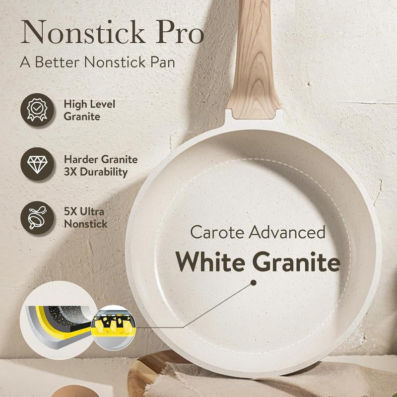 Upgrade your kitchen game with the CAROTE 14-Piece Nonstick Cookware Set! 🥘✨ Includes utensils and pan protectors for the ultimate cooking experience! #KitchenEssentials #CookingSet