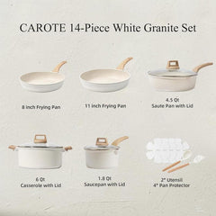 Upgrade your kitchen game with the CAROTE 14-Piece Nonstick Cookware Set! 🥘✨ Includes utensils and pan protectors for the ultimate cooking experience! #KitchenEssentials #CookingSet thumbnail 2