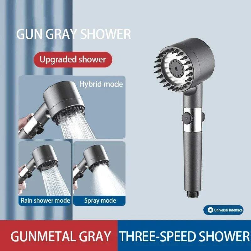 High-Pressure Filter Shower Head with 3 Adjustable Spray Modes and Integrated Massage Brush for a Luxurious Shower Experience - Hardonia