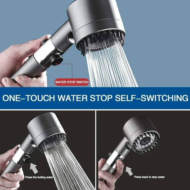 High-Pressure Filter Shower Head with 3 Adjustable Spray Modes and Integrated Massage Brush for a Luxurious Shower Experience - Hardonia