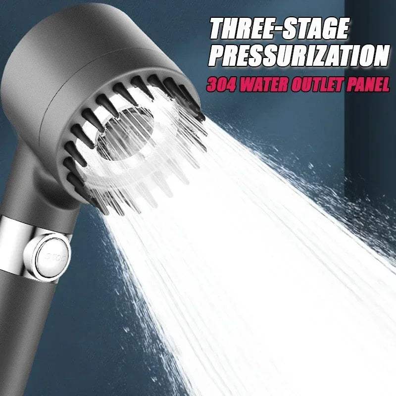 High-Pressure Filter Shower Head with 3 Adjustable Spray Modes and Integrated Massage Brush for a Luxurious Shower Experience - Hardonia