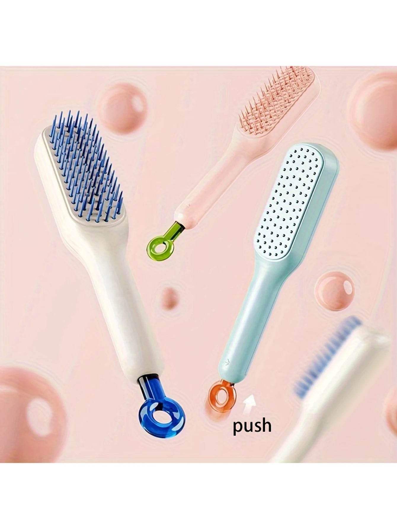 Self-Cleaning Hair Brush – Retractable Bristles, Anti-Static Massage Comb - Hardonia