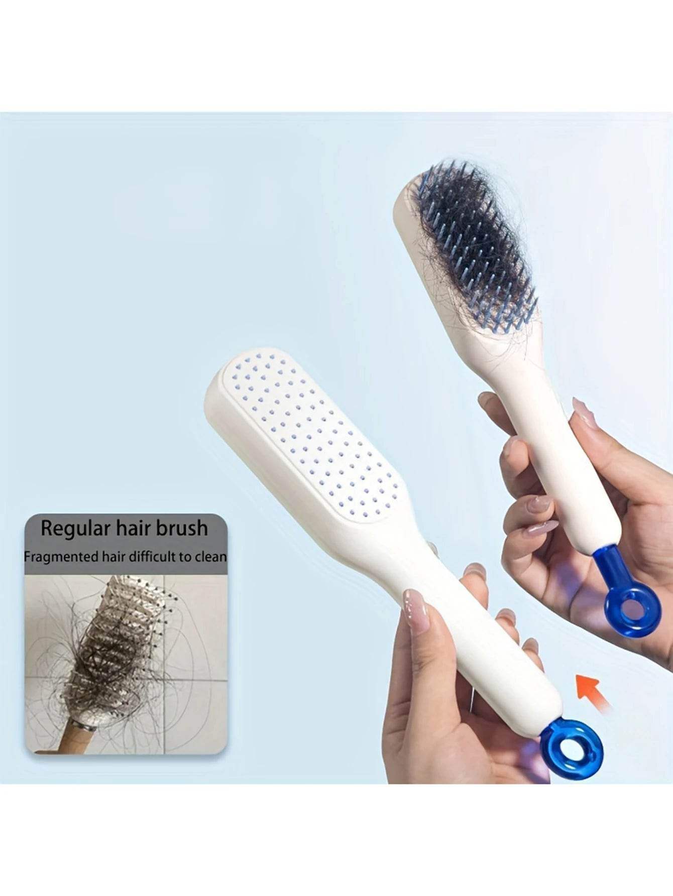 Self-Cleaning Hair Brush – Retractable Bristles, Anti-Static Massage Comb - Hardonia