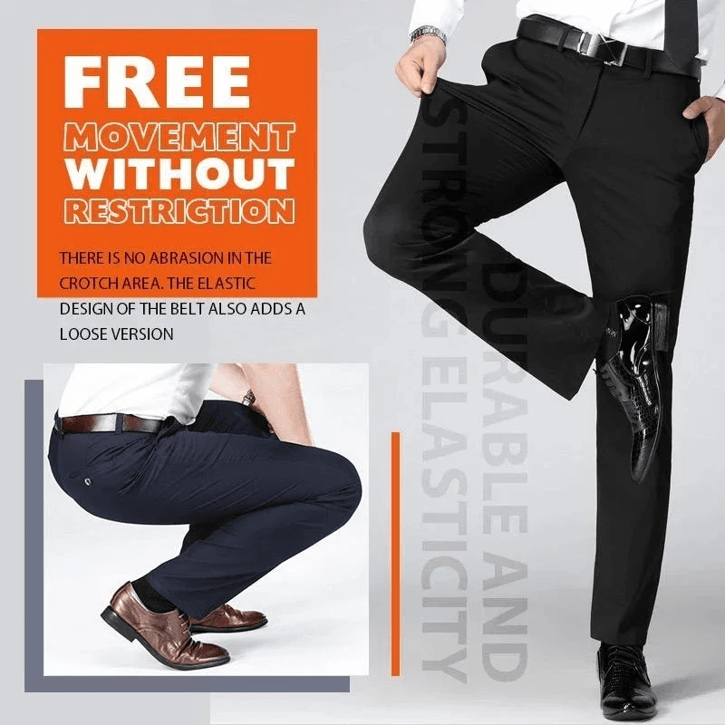 Men’s Business Casual Dress Pants – High Waist Stretch Slim Fit Trousers, Wrinkle-Resistant Quick-Dry Fabric, Multi-Pocket Design - Hardonia