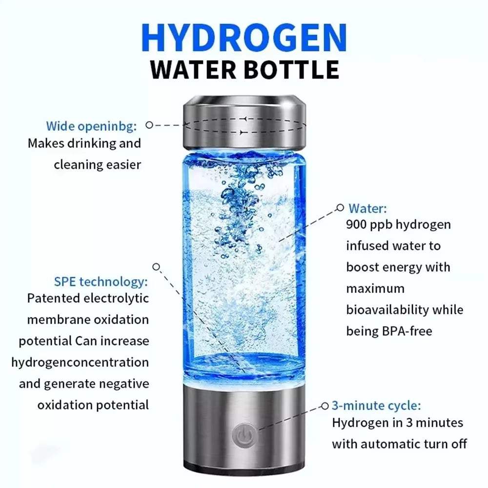 Portable hydrogen water generator with a sleek design creating hydrogen-infused water for improved hydration