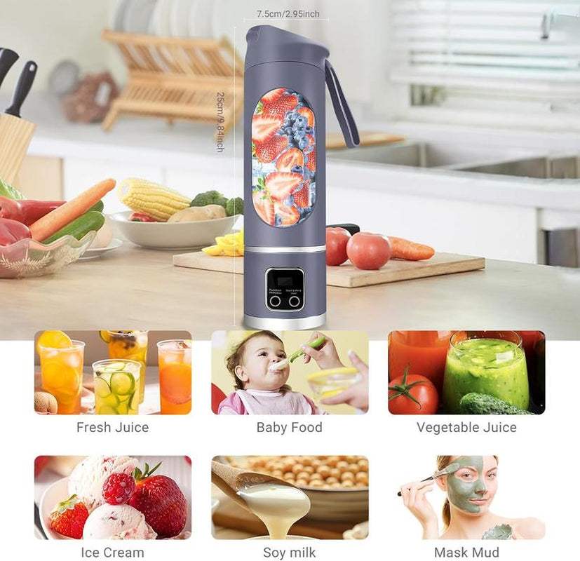 Hardonia portable USB-C rechargeable blender with various healthy ingredients for smoothies and juices
