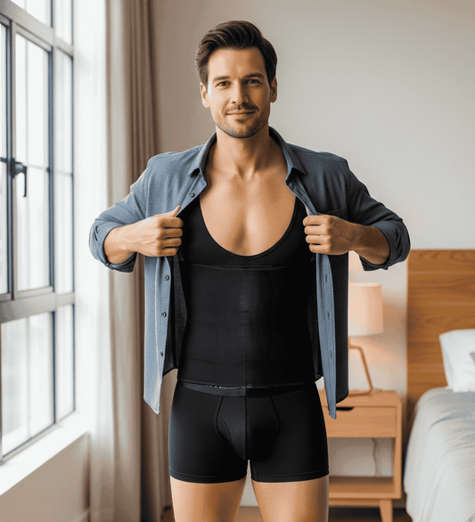 Men’s Neoprene Thermo Sweat Body Shaper Vest – Waist Trainer & Slimming Compression Shirt - Hardonia
