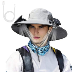 Outdoor Solar Fan Hat – Wide Brim Sun Hat with Dual Power Supply, Built-in USB/Solar Cooling Fans for Fishing, Hiking & Gardening thumbnail 7