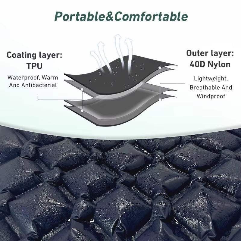Experience Ultimate Comfort on Your Next Adventure with the WESTTUNE Ultralight Inflatable Camping Sleeping Pad! Perfect for Travel, Hiking, and Camping! - Hardonia